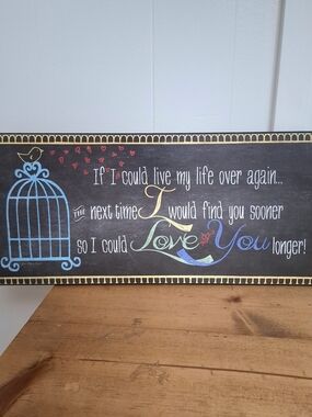 Love You Longer Chalkboard Wall Art - Blue Birdcage Design